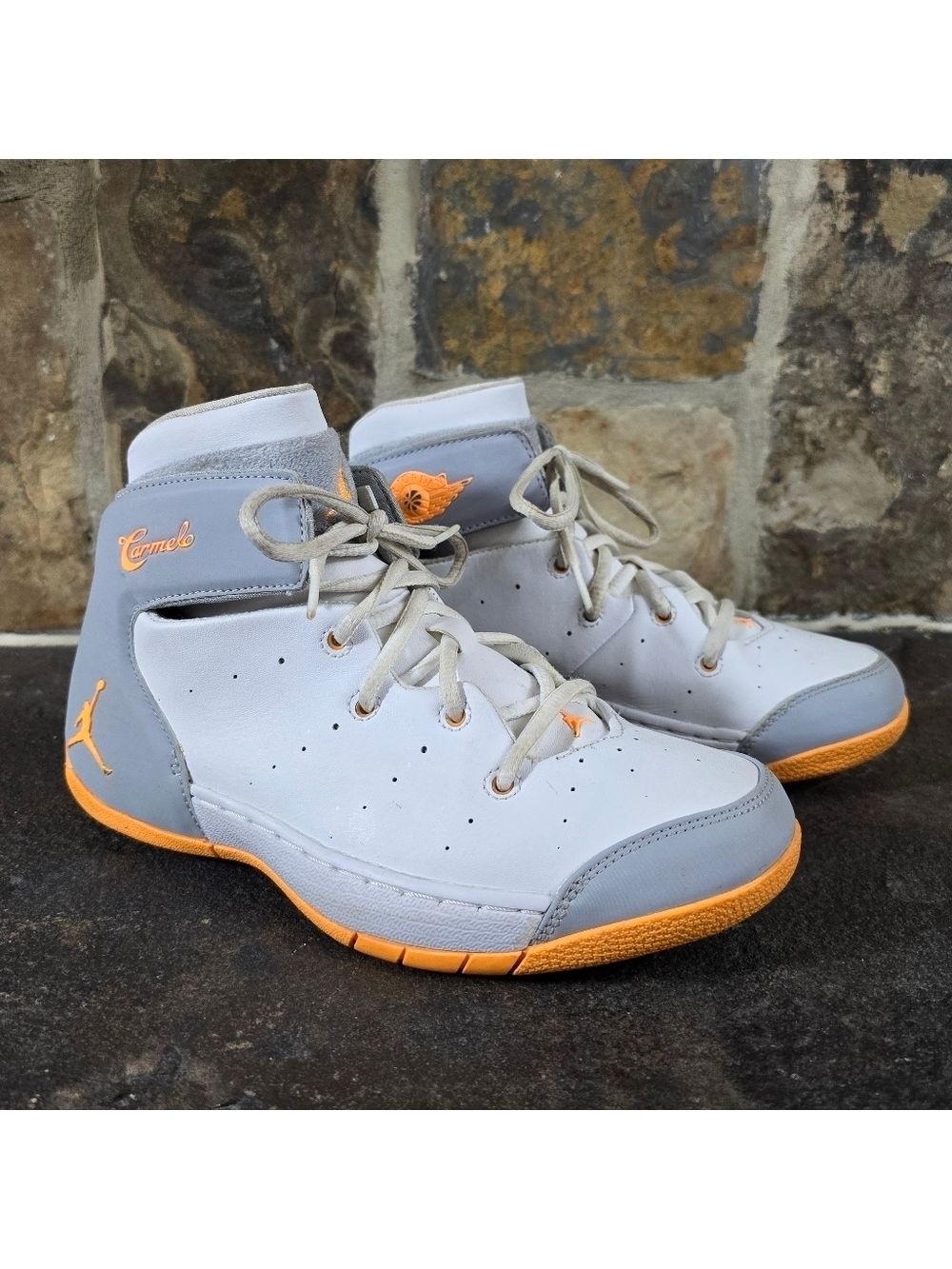 Nike Air Jordan Melo Atomic Wolf Gray Mango Shoes Carmelo 6y